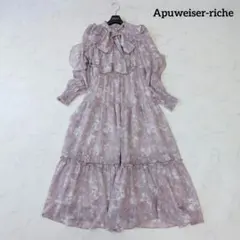 美品✨️アプワイザーリッシェ トーンフラワーワンピース フリル ボウタイ 0