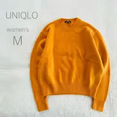 UNIQLO レディース クルーネックセーター M オレンジ ウール100%