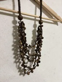 ロングネックレス ウッドビーズ ヴィンテージ　アクセサリー 多層ネックレス