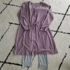 マタニティ　前開きパジャマ M-Lサイズ　パープル　ピンク紫