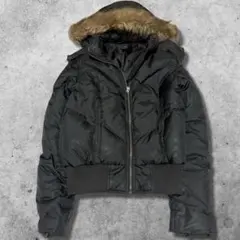 平成ギャル y2k ファーダウンジャケット　光沢　グランジ　平成女児　短丈