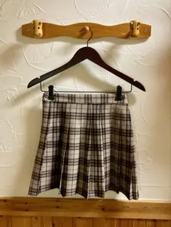 GRL チェック柄 プリーツ ミニスカート ベージュ S