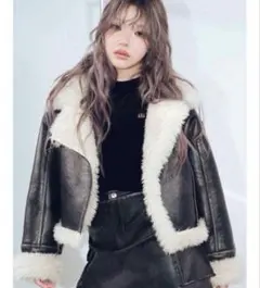 MURUA ヴィンテージライクショートフェイクムートンジャケット