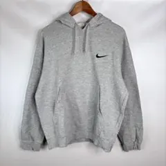 NIKE ナイキ ワンポイント刺繍ロゴ スウェットパーカー グレー L相当