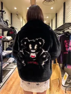 HYSTERIC GLAMOUR FIRE BEAR刺繍 フェイクファーブルゾン