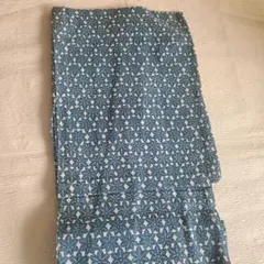 青色と白の花柄 小紋　夏物　浴衣