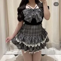 BunnyLis チュールレイヤード 肩リボン チェックワンピ - メルカリ