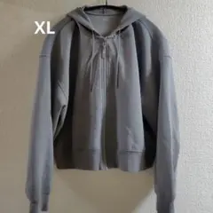 大きいサイズ　XL グレー フード付き フルジップパーカー　UNIQLO