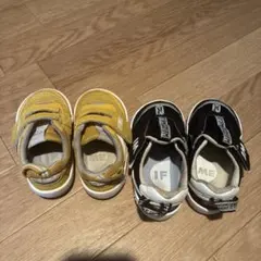 IFME キッズスニーカー イエロー14cm ブラック14.5cm 2点セット
