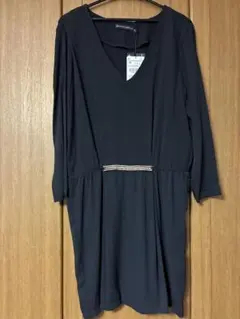 ZARA WOMAN ブラック Vネック ワンピース M