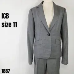 ICB アイシービー 美品 ビジネス パンツ スーツ グレー 11 1887のサムネイル