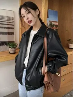 DAZY ブラック レザー ジャケット