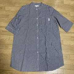 ギンガムチェック 七分袖シャツワンピース