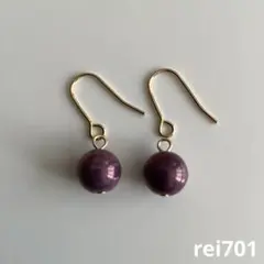 No.497 シンプル　チェコビーズ　アメジストラスター　一粒ピアス　イヤリング