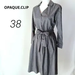 OPAQUE.CLIP✨ストライプ シャツワンピース グレー【M】d1022