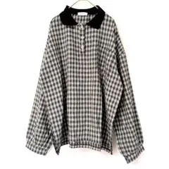 MEETING CICI チェック柄 長袖シャツ 襟付きカットソー