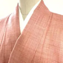 6k1762 着物　正絹　単衣　結城紬　ピンク　無地　和装 6k1762 着物 正絹 単衣 結城紬 ピンク 無地 和装 - メルカリ