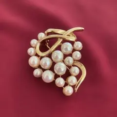 ゴールド パール ブローチ上品華やかフォーマルアクセサリー フォーマル 入学式