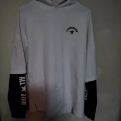 CONVERSE フード付きパーカー ホワイト/ブラック