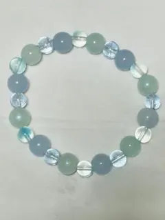 ⑥【ハンドメイド♡選べる2点で500円】ガラスビーズブレスレット 青緑