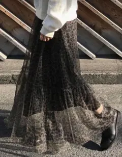 レオパード柄ロングスカート
