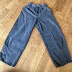 GU GIRLSバレルレッグジーンズ150ダークグレー