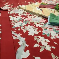 【振り袖】しだれ桜　振り袖・帯・帯締め　セット