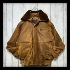 【G1A2☆羊革フライトジャケット】レザージャケット☆襟ボア☆ラムレザーL 短丈