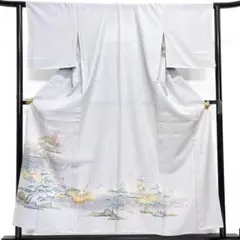 未着用　夏用　絽　付け下げ　作家もの　身丈156 松　楓　舟文様　着物　071b