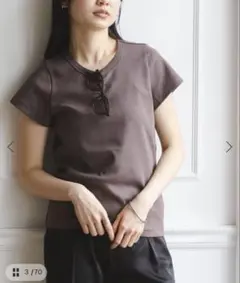 極美品2026ss NOBLE スビンコットンスムースコンパクトTシャツブラウンのサムネイル