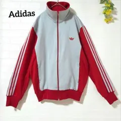 【アディダス】古着　西ドイツ　トラックジャケット　メンズ　レッド×グレー　L