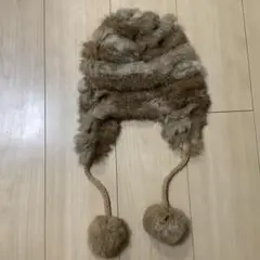 LDS ファー ニット帽 ポンポン付き