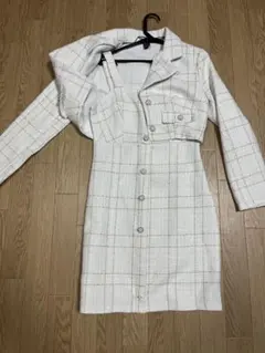 チェック柄 ツイード ワンピース ジャケット セットアップ