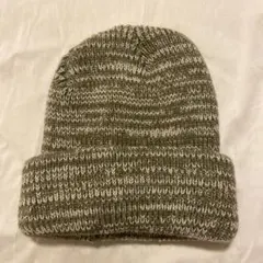 ニットビーニー 灰色×白
