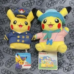 駅長さんピカチュウ 電車ピカチュウ ぬいぐるみ ポケモンストア 東京駅