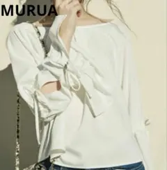 （158）MURUA ムルーア ギャザー スリーブ ブラウス リボン