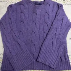 Polo Ralph Lauren パープル ケーブルニット S