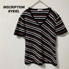INSCRIPTION RYKIEL ブラウン　ストライプ　Vネック　半袖のサムネイル