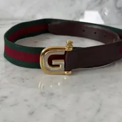 Gucci 緑赤ストライプ ベルト 1147A - メルカリ