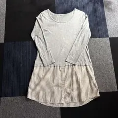 長袖ストライプ裾チュニック