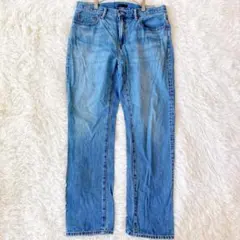 ユニクロ ストレートジーンズ レギュラーフィット 綿100 青 ミドルライズ