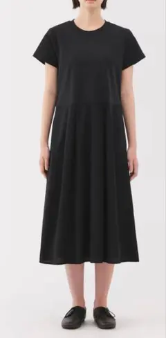 【新品未使用無印良品】涼感半袖ワンピース 婦人ＸＬ・黒