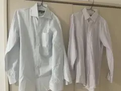 COMME CA ISM ライトブルー/ストライプ長袖ワイシャツ2枚セット