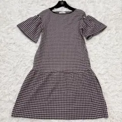 【極美品】ルネ 近年モデル ギンガムチェックニットワンピース パール Ａラインのサムネイル