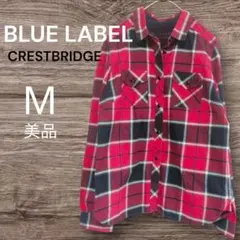 美品✨BLUE LABEL クレストブリッジ　シャツ レッド　チェック　ロゴ刺繍