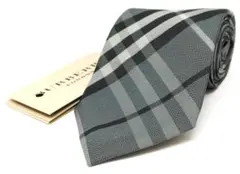 バーバリー ネクタイ ノバチェック グレー タグ付き 未使用品！(21115)