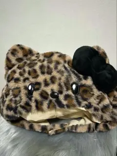 【美品】ユニバ USJ キティ 被り物 ヒョウ柄 豹柄 ファンキャップ