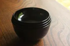 小傷有！上質黒漆の美しい利休形小丸椀②（検輪島塗四つ椀懐石道具蒔絵椀のサムネイル
