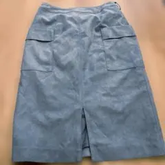 くすみブルー　 スエード風 タイトスカート