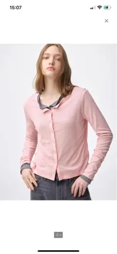 GUシアークルーネックカーディガンPINK/M